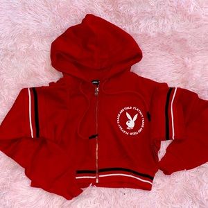 ♥️🐰PLAYBOY VARSITY CROP ZIP UP🐰♥️